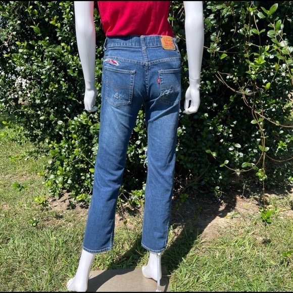 Custom Vintage Levi’s 511’s DIY Destructed Straight Leg Ankle Jeans - Picture 7 of 13
